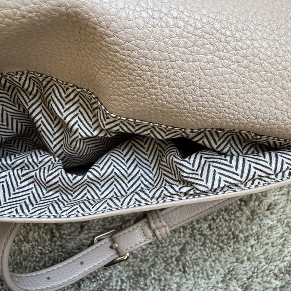 Blush Pink Dusty Pink Leather Fold Over Crossbody Bag Purse With Zip Pockets - Picture 7 of 7